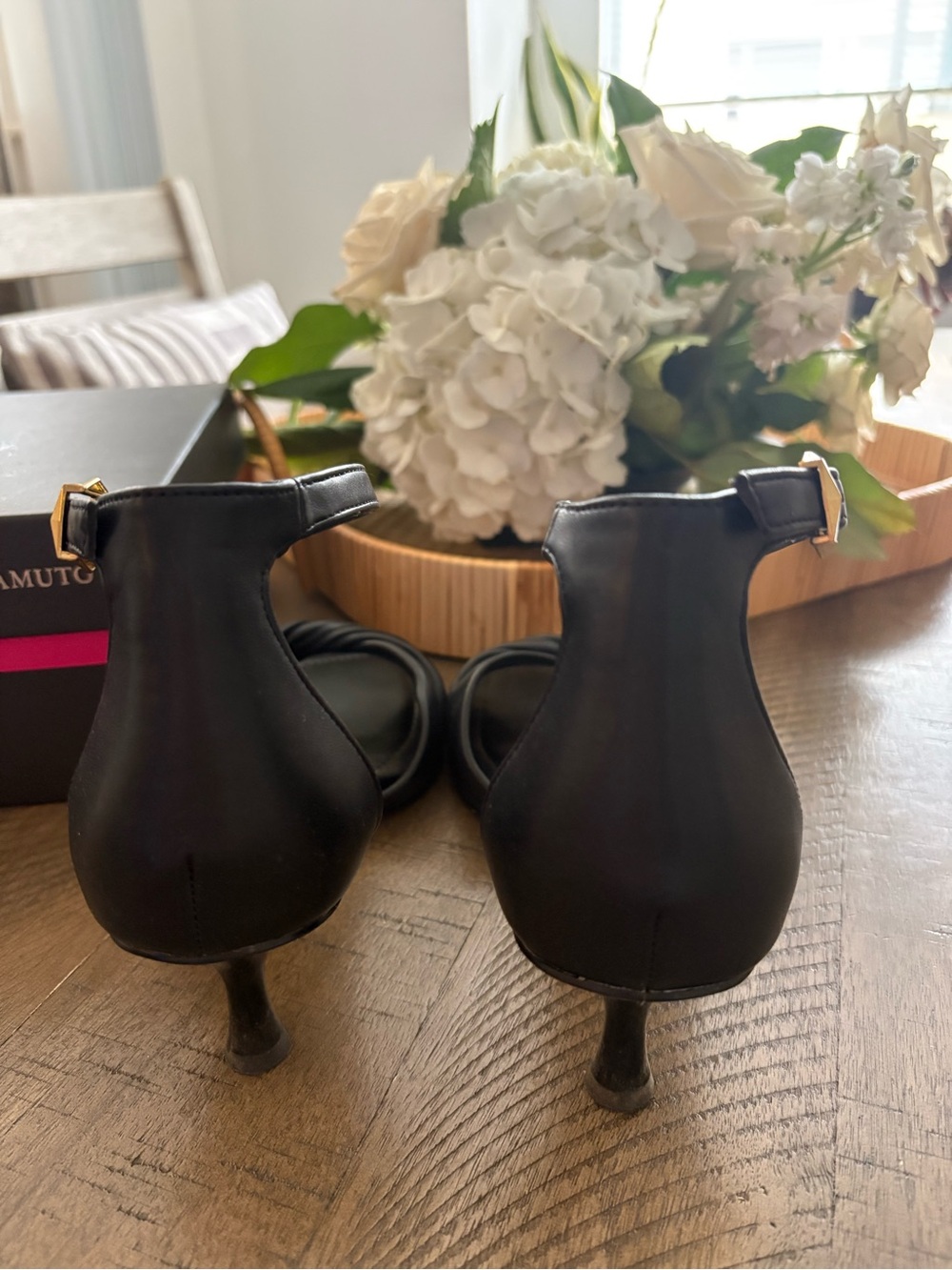 Vince Camuto Black Knotted Ankle-Strap Heels - Picture 2 of 4